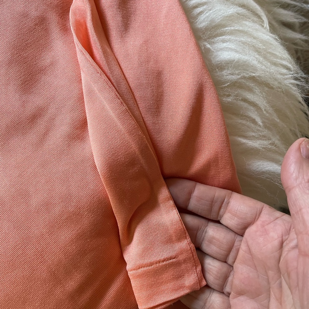 Peach Pink 100% Silk - Short Sleeve Tee Casual Top - Picture 5 of 7
